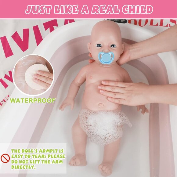 🆕20 inch Full Body Silicone Baby Dolls Boy With Realistic Two Lower Teeth - Picture 8 of 9